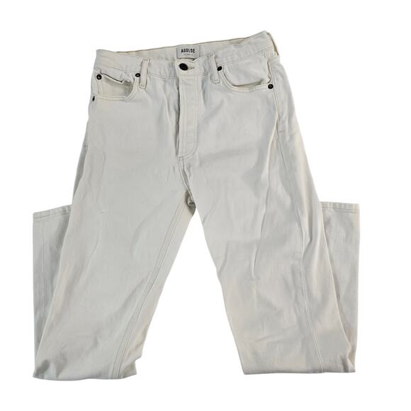 Agolde button fly jeans Nico slim straight jeans size 27 womens cream white 7007 - Picture 1 of 11